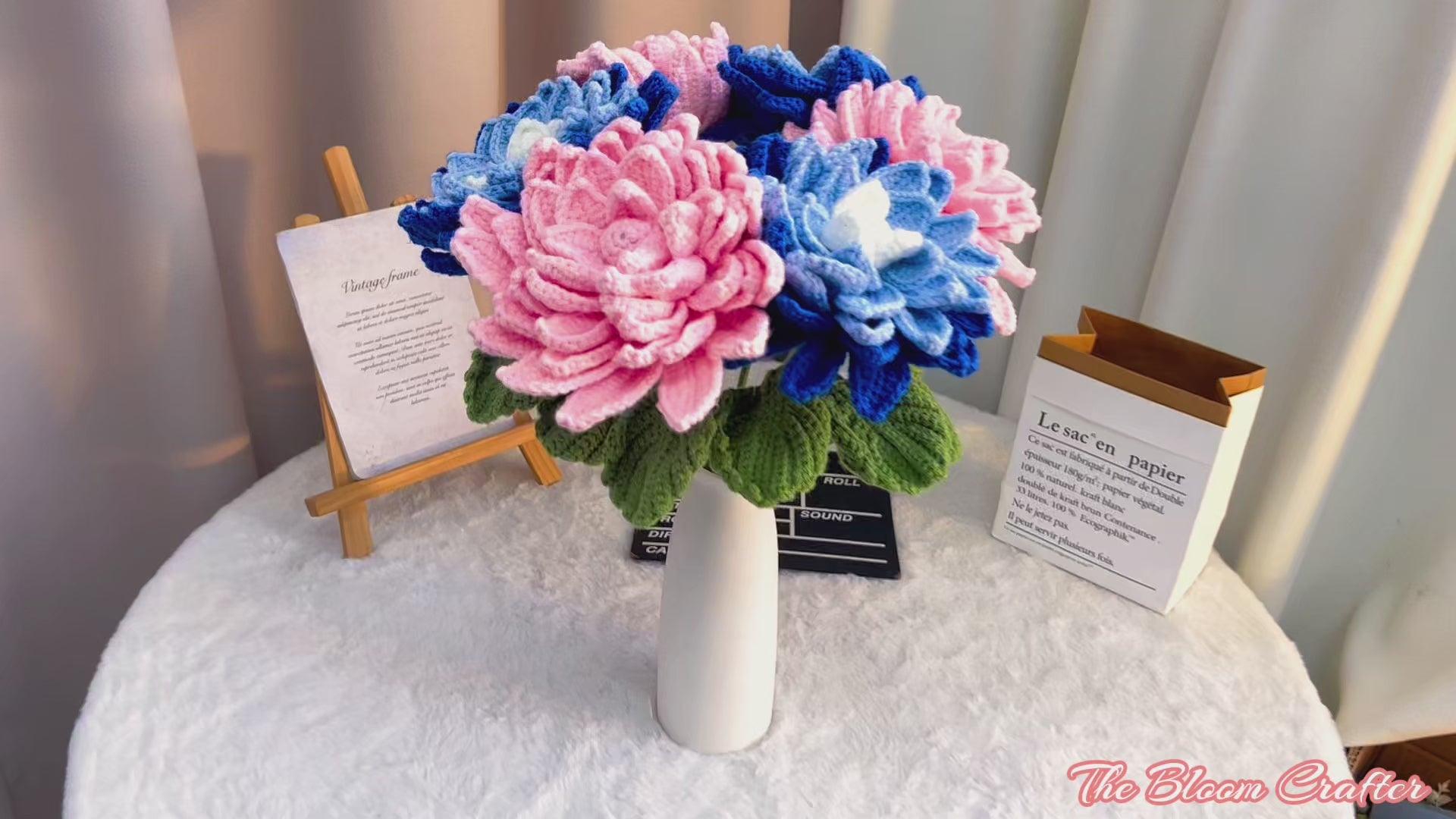 Handmade Crochet Dahlia Flower Bouquet – Realistic 7-Layer Heavy