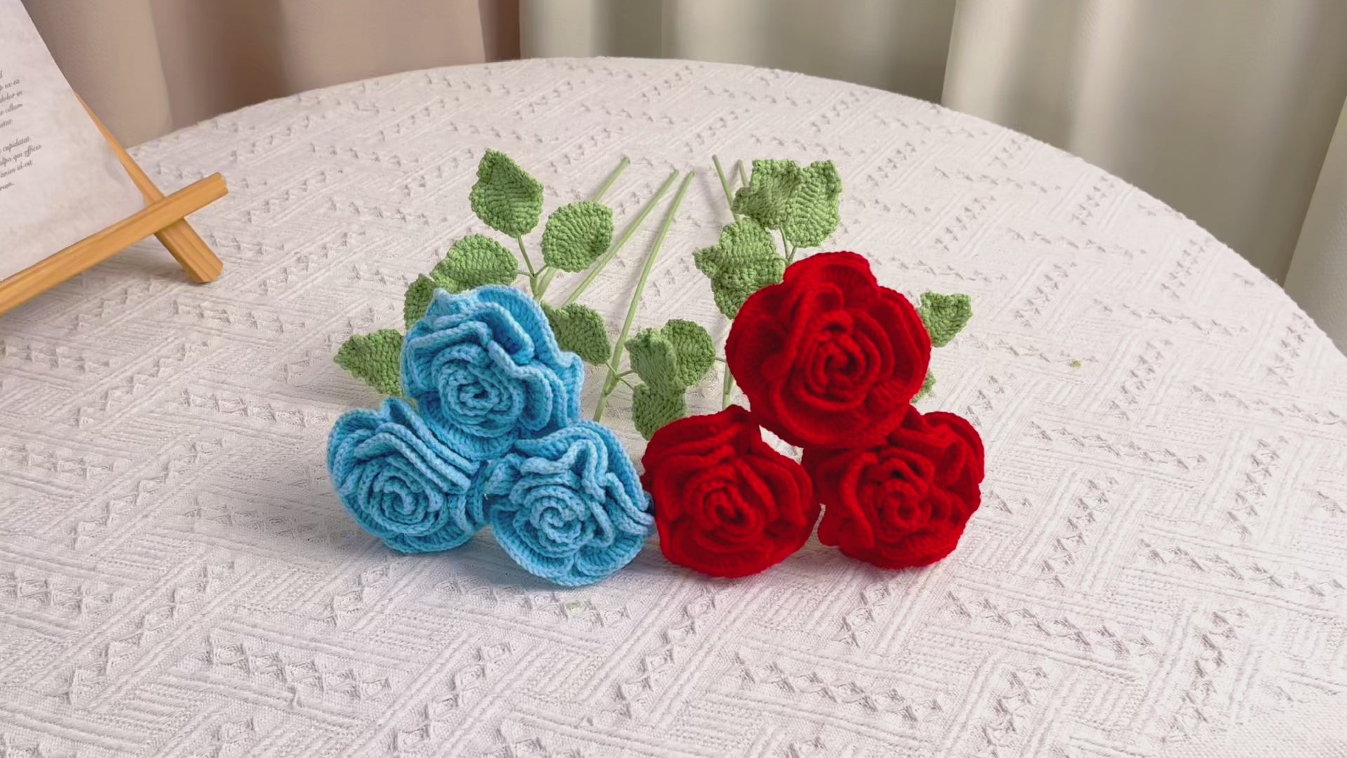 Handmade Crocheted - La Reine Rose Flower Bouquet - Lightweight, Hypoa