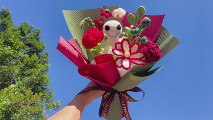 Xmas Snowman Theme Crochet Flower Bouquet – Gift for Valentine's Day, Birthday, Anniversary, Graduation, Christmas