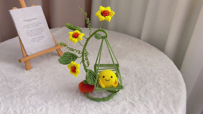 Conjunto de Decoración Colgante de Macramé Artesanal en Tejido de Ganchillo: Adornos Positivos en Forma de Limón, Calabaza y Luna Crescente con Columpio para Decoración del Hogar, Regalos Boho Chic, Estaciones Festivas