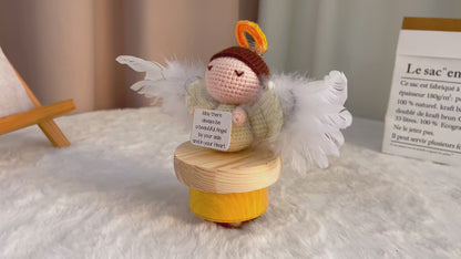 Figura de Anjo de Crochê com Cartão Inspirador Personalizável - Presente Espiritual Handcrafted Decorativo com Luzes LED para Alívio da Ansiedade, Presente de Melhora, Natal, Católico, Cristão e Apoio Emocional