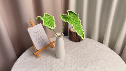 Bouquet de feuilles de Kwan Yin au crochet fait à la main - Tons verts et jaunes vibrants, feuillage réaliste
