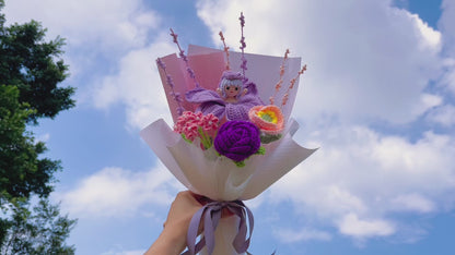 Handmade Crochet Purple Fairy Flower Bouquet – Flower That Turns into a Tulip, Wedding, Anniversary, Valentine’s Day, Mother’s Day
