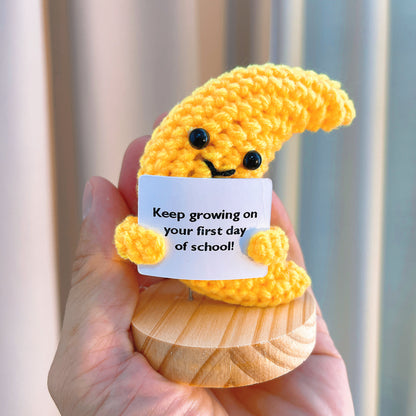 Crochet Star and Moon with Customizable Text, First Day of School Card, Nursery, Kindergarten Graduation Gift, Back to School, Teacher Student Gift