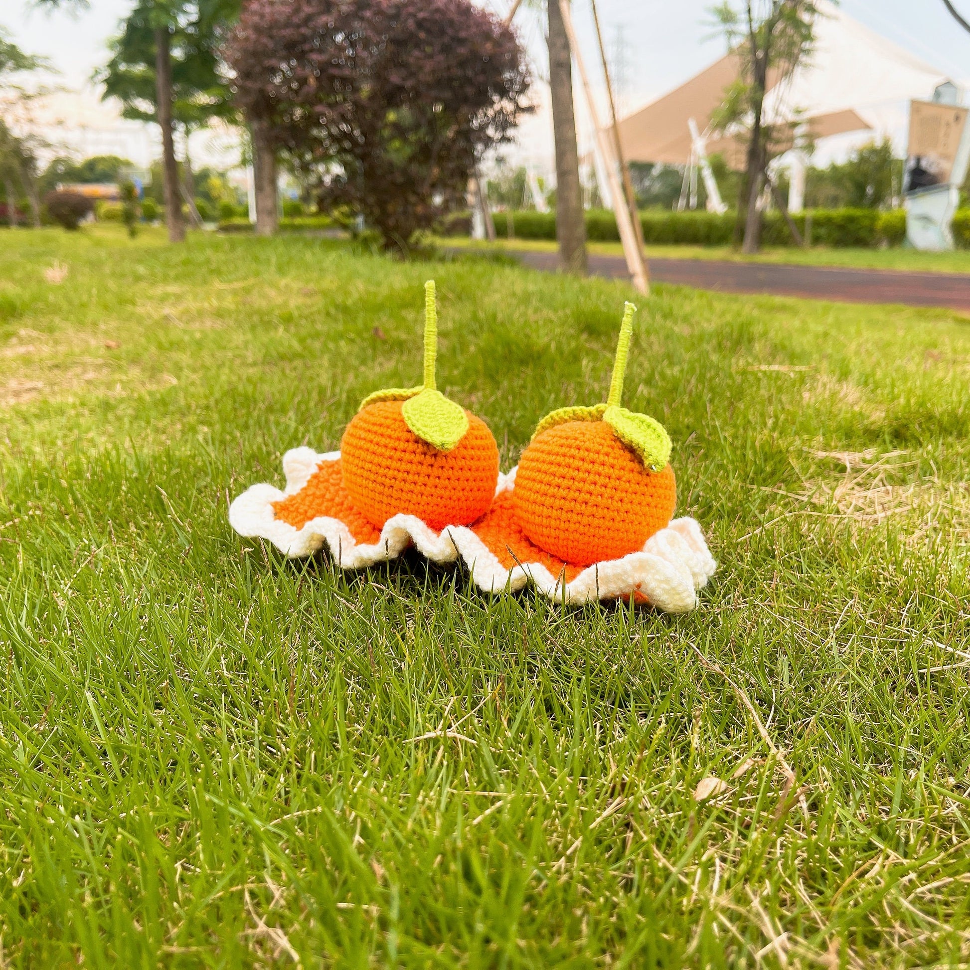 Everlasting Tangerine Crochet Ornament, Festive Decor, Chinese New Year, Good Fortune, Desktop Display, Car Ornament, Dashboard Decoration