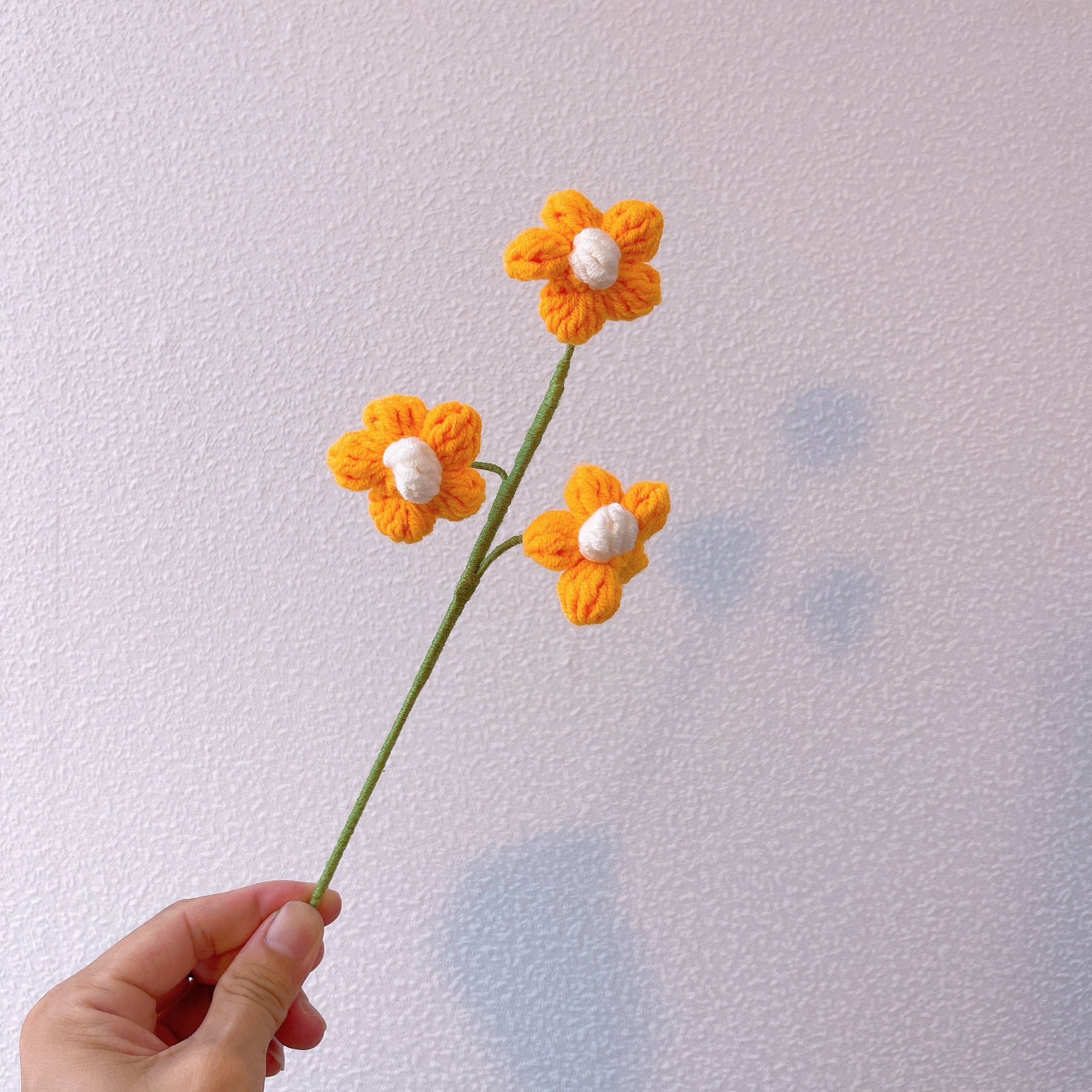 Crochet Puff Daisy Stake - Versatile Home Decor and Gift - Bouquets, Vases, and Table Centerpieces - Eco-friendly - Vintage-inspired Design