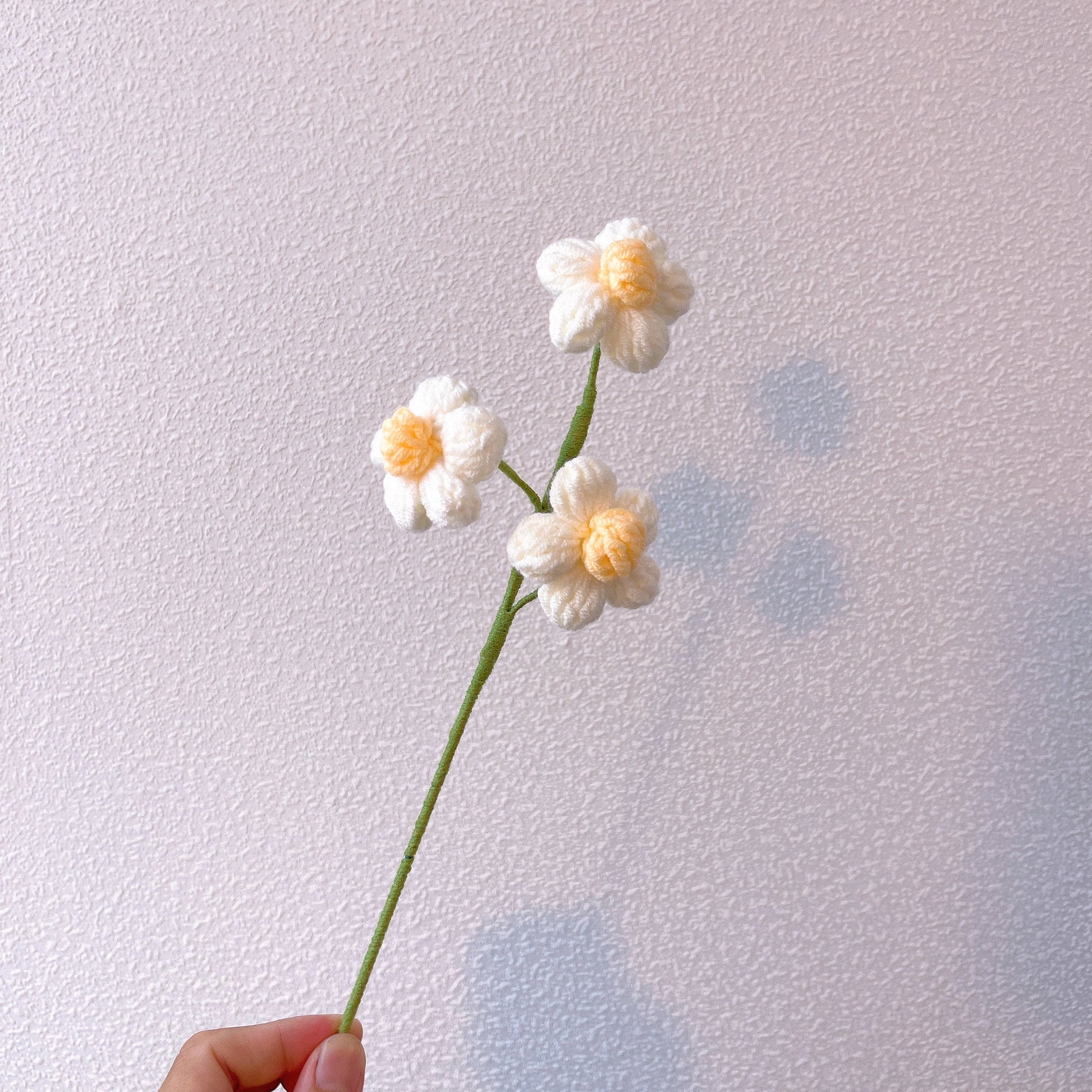 Crochet Puff Daisy Stake - Versatile Home Decor and Gift - Bouquets, Vases, and Table Centerpieces - Eco-friendly - Vintage-inspired Design