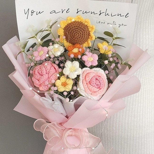 Handmade Crochet Sunflower Bouquet Arrangement, Graduation Gifts, Unique Gift Idea, Father's Day Gift, Birthday, Wedding, Thank You Gifts