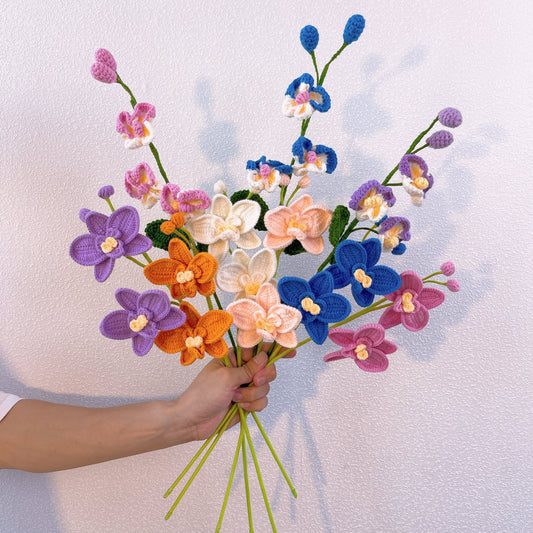 Handmade Phalaenopsis Orchid Stake for Home Decoration and Plant Support - Crochet Yarn Craft, Indoor Decor, Unique Gifts, Crochet Bouquet