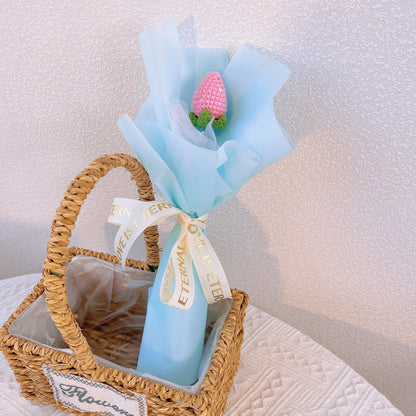 Handmade Crochet Strawberry Wrapped Bouquet - Valentine's Day Gift, Birthday Gifts for Girlfriend, Anniversary, Gift for Wife, Special Gift