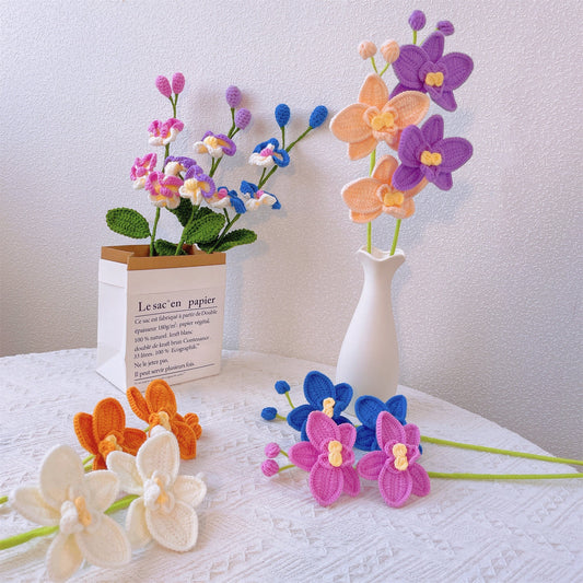 Handmade Phalaenopsis Orchid Stake for Home Decoration and Plant Support - Crochet Yarn Craft, Indoor Decor, Unique Gifts, Crochet Bouquet